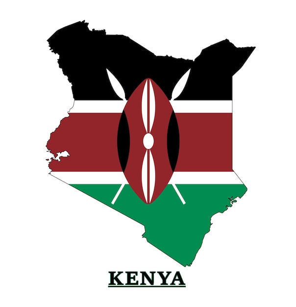 Kenya National Flag Map Design, Illustration Of Kenya Country Flag Inside The Map