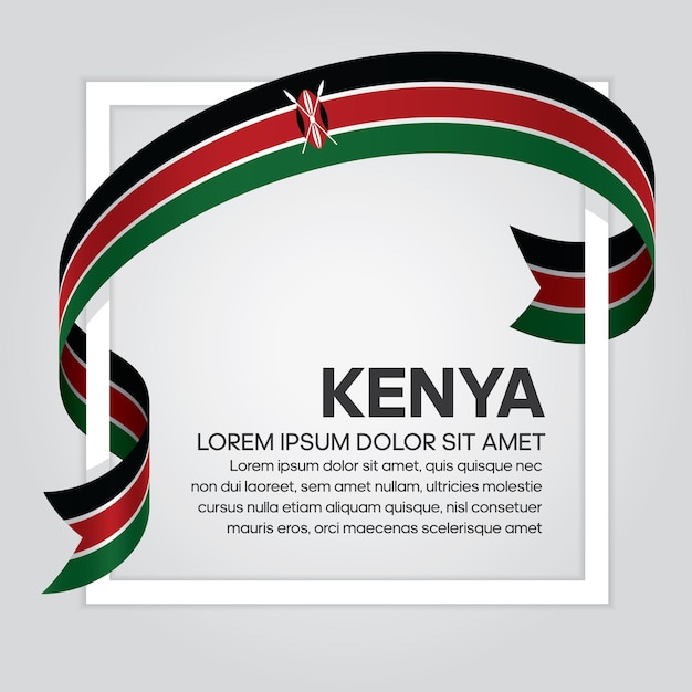 Kenya ribbon flag, vector illustration on a white background