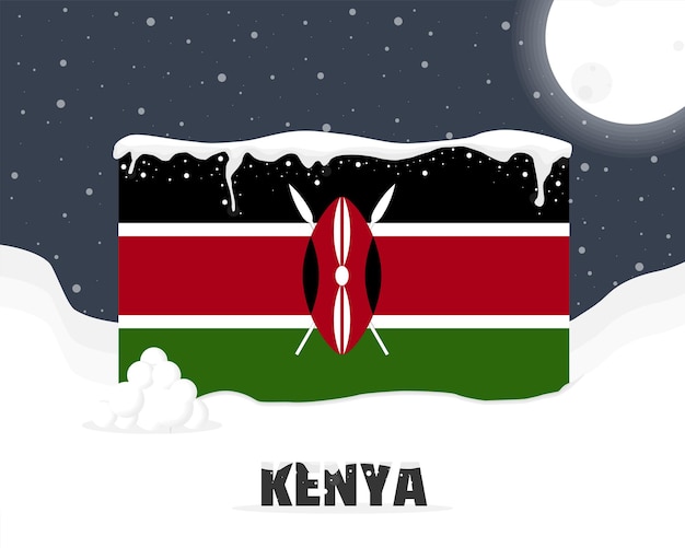 케냐 눈 덮인 날씨 개념 추운 날씨와 강설량 일기 예보 겨울 배너 아이디어