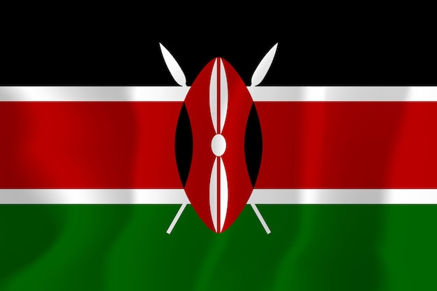 Kenya Waved Flag Illustration Vector Background