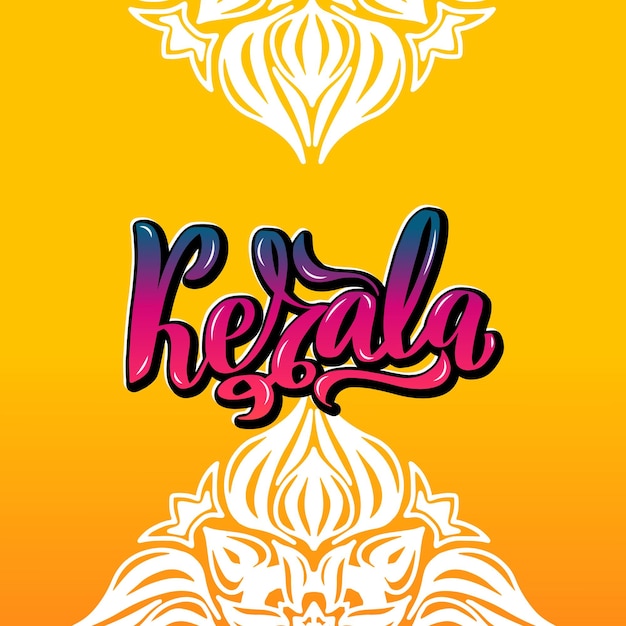 Vector kerala handwritten stock lettering typography states of india