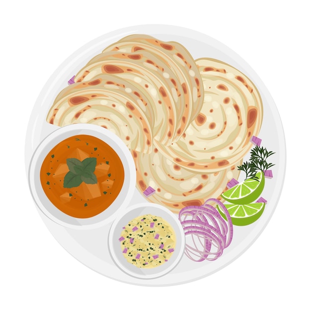 Vector kerala paratha malabar paratha or curry paratha vector illustration logo
