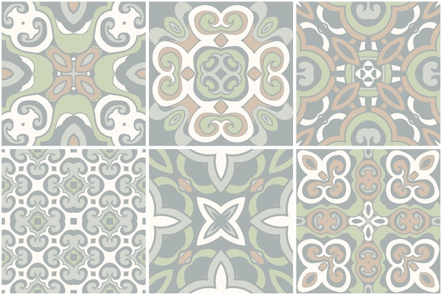 Keramische tegel ontwerp in azulejos stijl naadloze patroon vector patchwork achtergrondstructuur