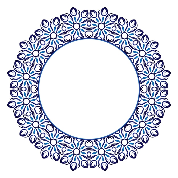 Keramische tegelpatroon Decoratief rond ornament Witte achtergrond met kunstkader Islamitische Indiase Arabische motieven