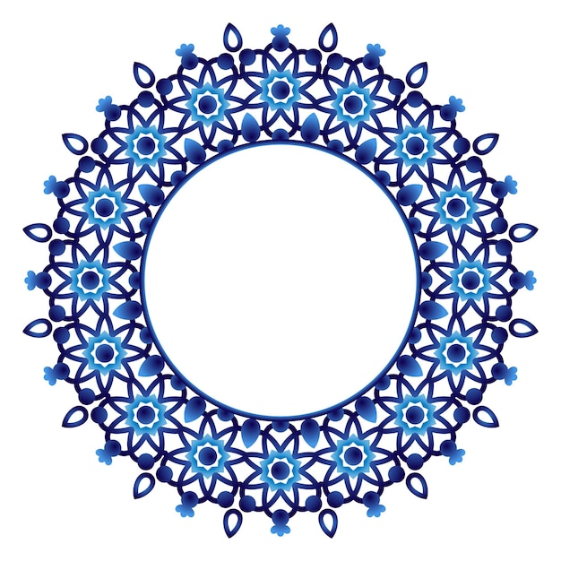 Keramische tegelpatroon decoratief rond ornament witte achtergrond met kunstkader islamitische indiase arabische motieven