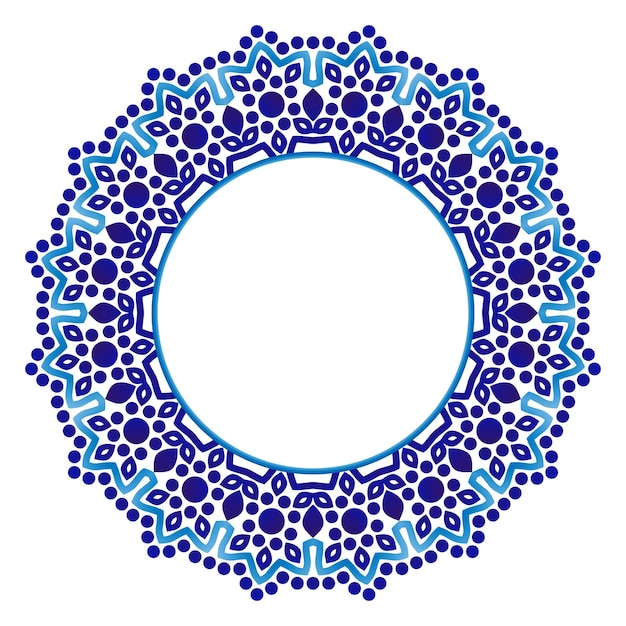 Keramische tegelpatroon Decoratief rond ornament Witte achtergrond met kunstkader Islamitische Indiase Arabische motieven