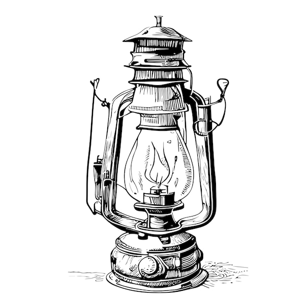 Vector kerasin lamp hand getrokken gravure stijl schets vectorillustratie.