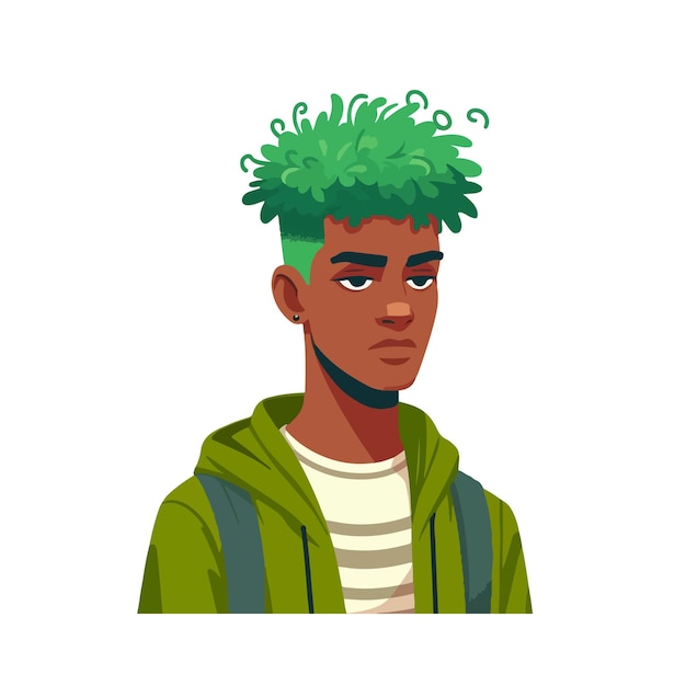 Vector kerel met groen haar.