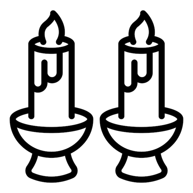 Kerk brandende kaarsen icoon outline vector volwassenen bidden