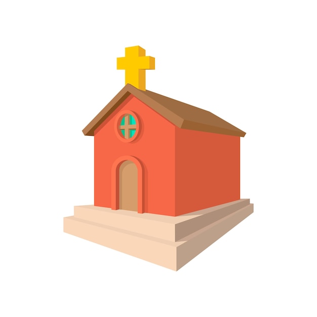 Kerk cartoon icoon op een witte achtergrond