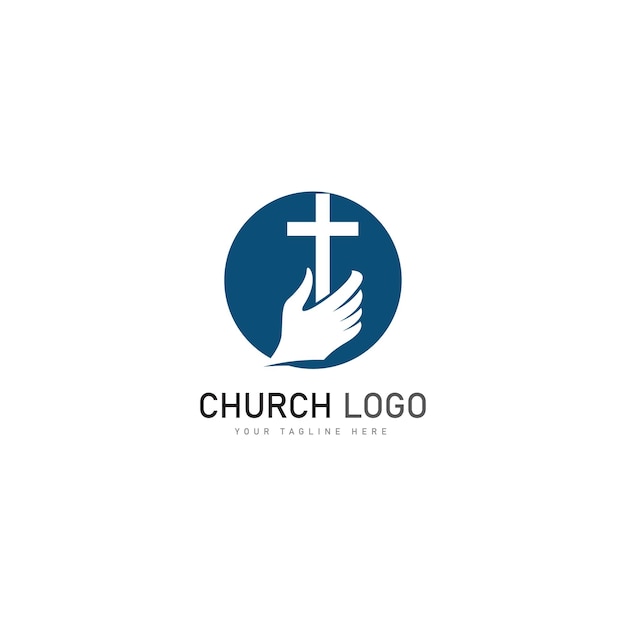 Kerk christelijke logo vector pictogram ontwerp sjabloon christelijke symbolen