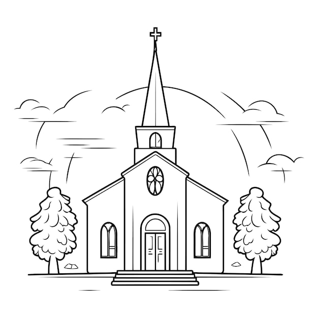 Kerk van de Heilige Geest Outline vector illustratie op witte achtergrond