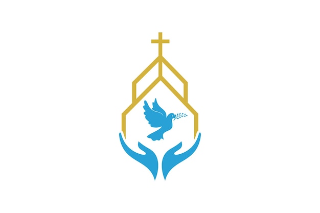 Kerkzorg met Dove peace christiani logo design vector