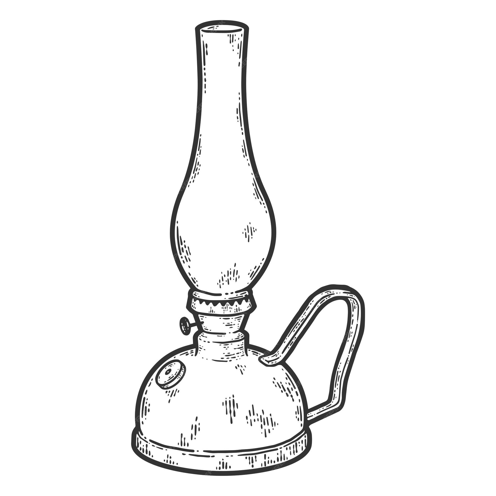 Premium Vector Kerosene lamp sketch scratch board imitation black and