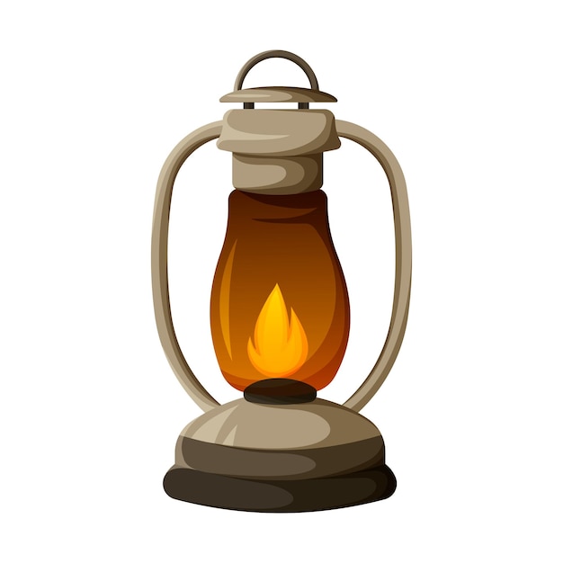 Kerosene lamp vector illustration cartoon style element of camping outdoor recreation lighting