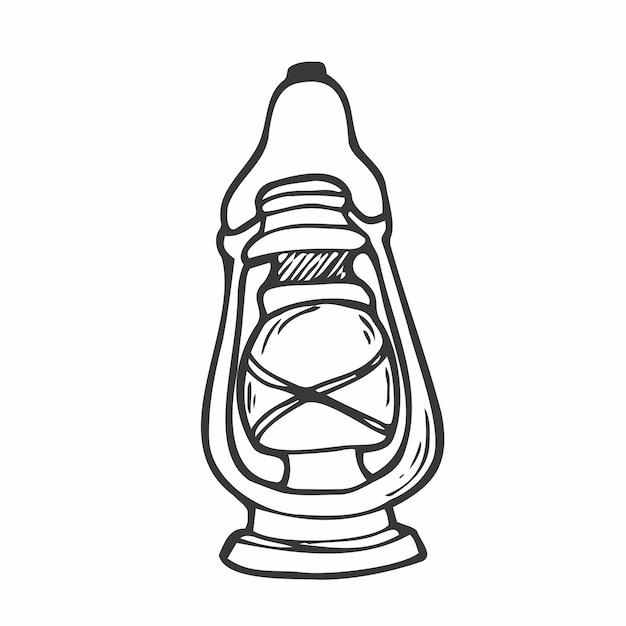 Kerosene lantern doodle illustration in vector Hand drawn kerosene lantern icon in vector Doodle c