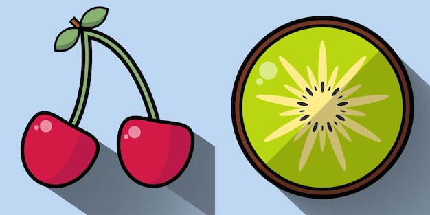 Kers en kiwi vector