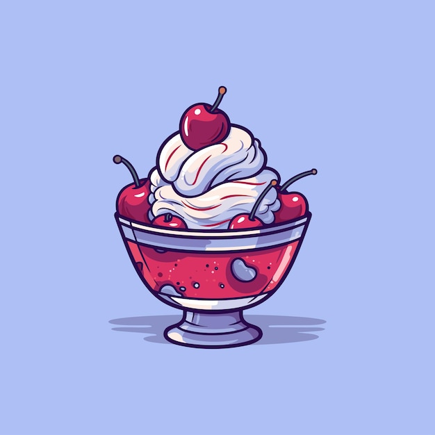 kersen vanille ijs clip art illustratie