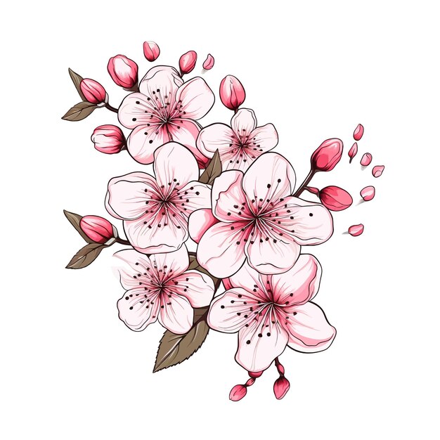 Kersenbloesem bloem aquarel vector clipart witte achtergrond