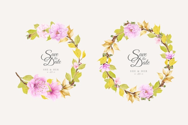 kersenbloesem florale achtergrond en krans ontwerp