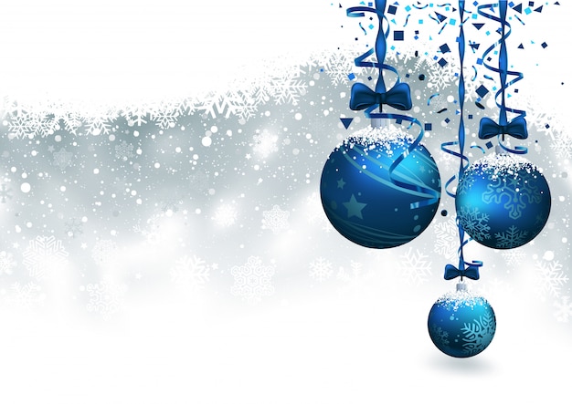 Vector kerst achtergrond met blauwe kerstballen