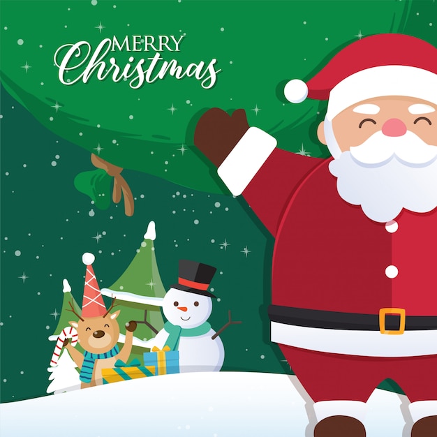 Kerst achtergrond met Santa Claus en Merry Christmas