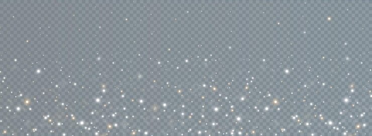 Kerst achtergrond. Poederstof licht PNG. Magisch glanzend goud en wit stof.