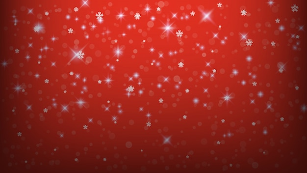 Kerst achtergrond sjabloon, abstracte lichten sneeuwvlok op rode achtergrond