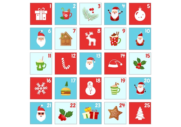 Kerst advent vector kalender xmas countdown nummer december Feestelijke illustratie