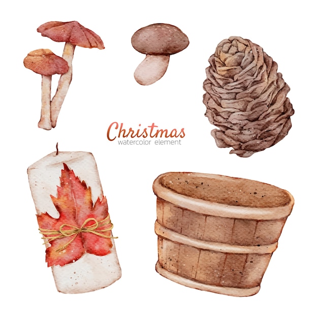 Kerst aquarel element hand schilderen