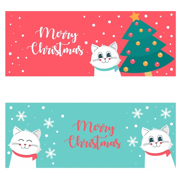 Kerst banner schattig met kat