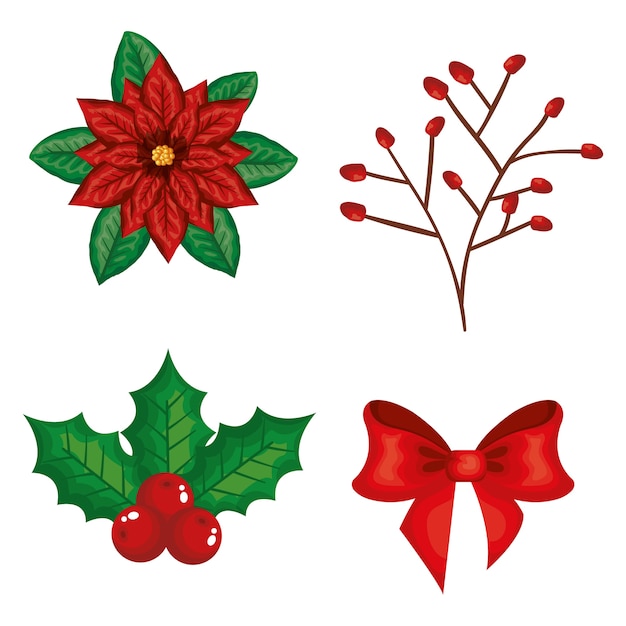 Kerst bloemen decoratie pictogram