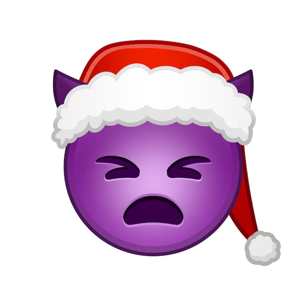 Kerst boos gezicht met hoorns Groot formaat gele emoji-glimlach