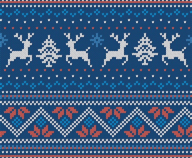 Kerst brei geometrische ornament met eland. Gebreid patroon voor een sweater