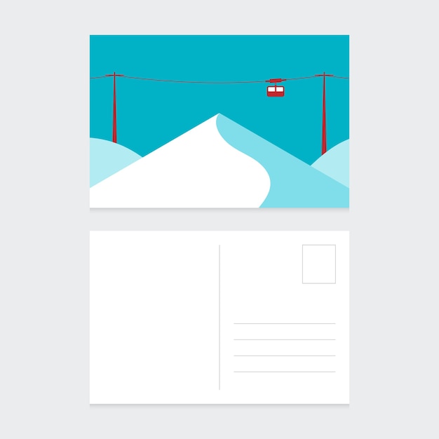 Vector kerst briefkaart ontwerpsjabloon met winterlandschap plat ontwerp