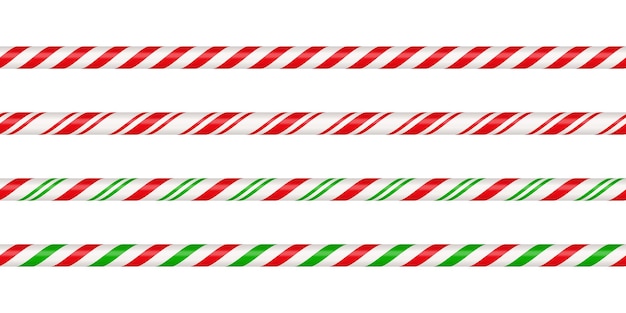 Kerst candy cane rechte lijn grens met rood en groen gestreepte Xmas naadloze lijn met gestreepte candy lollipop patroon Kerst element vectorillustratie geïsoleerd op witte achtergrond