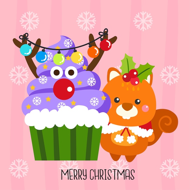 Kerst cupcake vector.