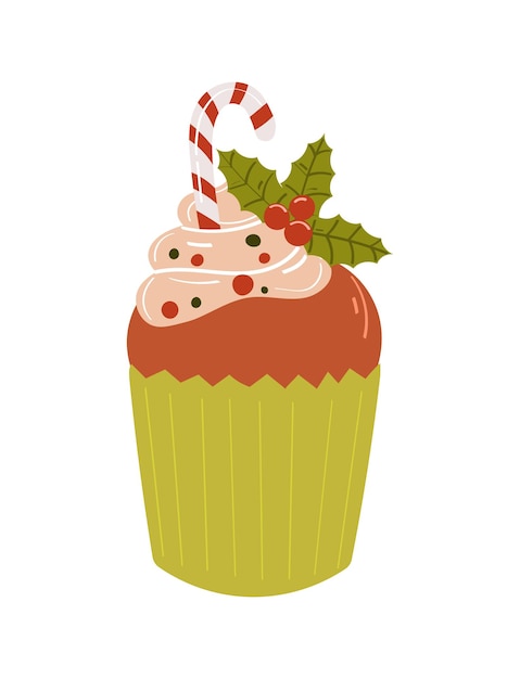 Kerst cupcakes. Leuke wintersnoepjes. vector illustratie