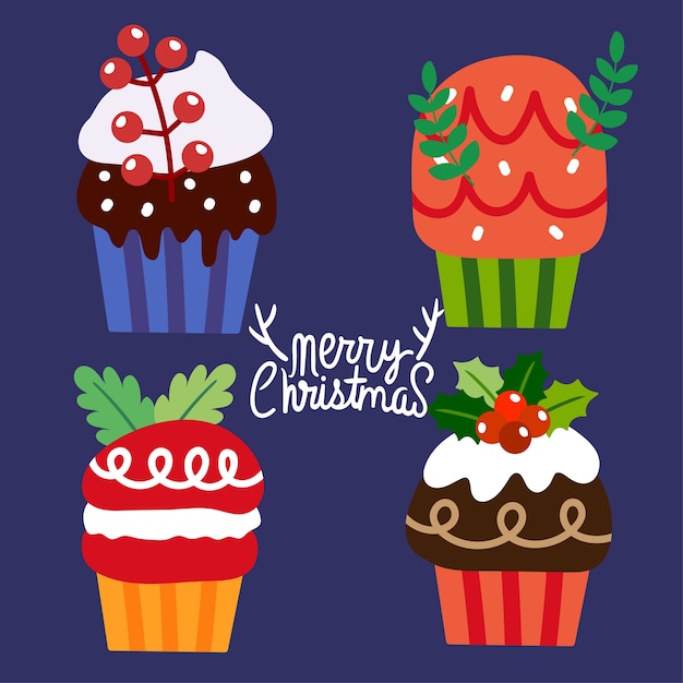 Kerst cupcakes Vector.