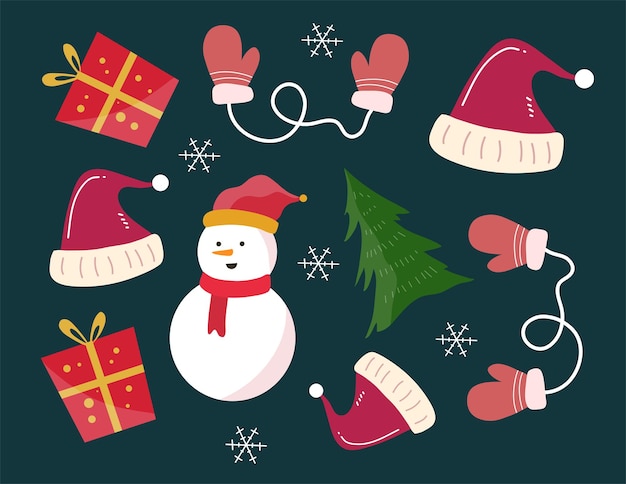 Kerst decoratieve set vector voor vrolijk kerstfeest