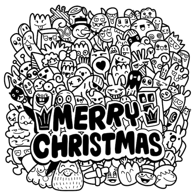 Kerst doodles. hand getrokken kerst illustraties