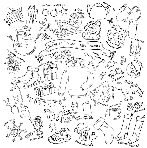 Kerst doodles objecten