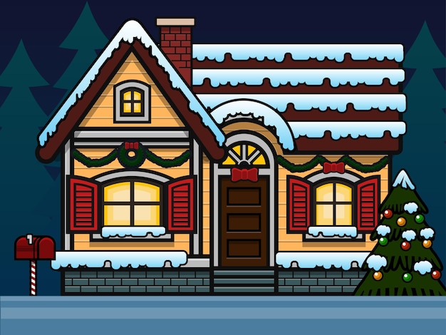 Kerst dorpshuis illustratie