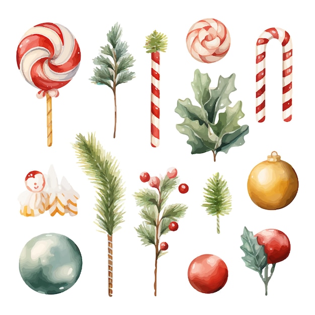 Kerst element decoratie aquarel illustratie