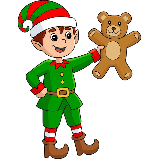 Kerst Elf Cartoon Gekleurde Clipart Illustratie