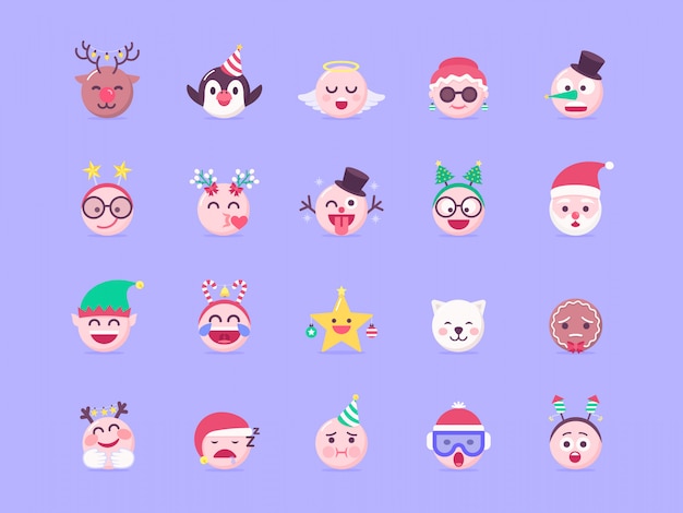 Kerst Emoji Vector Set