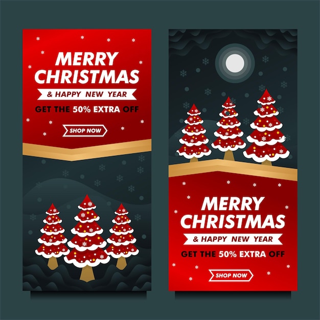 Vector kerst en nieuwjaar mega verkoop banner met nacht achtergrond ontwerpsjabloon