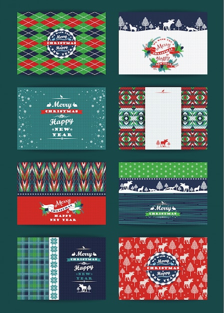 Kerst en nieuwjaar set. plaid en gebreide achtergronden.