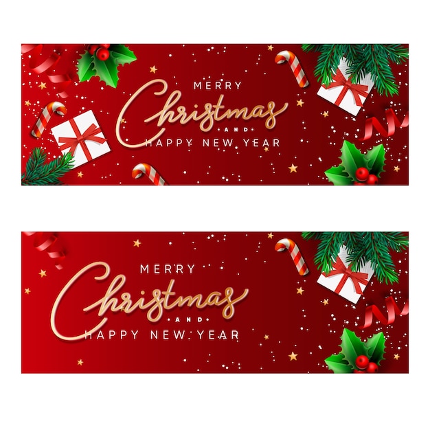 Kerst- en nieuwjaarsbanners.