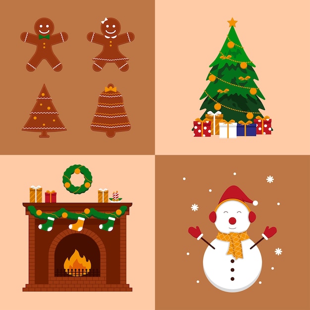 Kerst en winter illustratie set